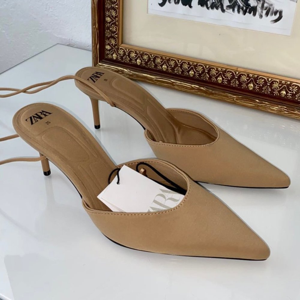 ZARA - LACE-UP FABRIC HEELED SHOES